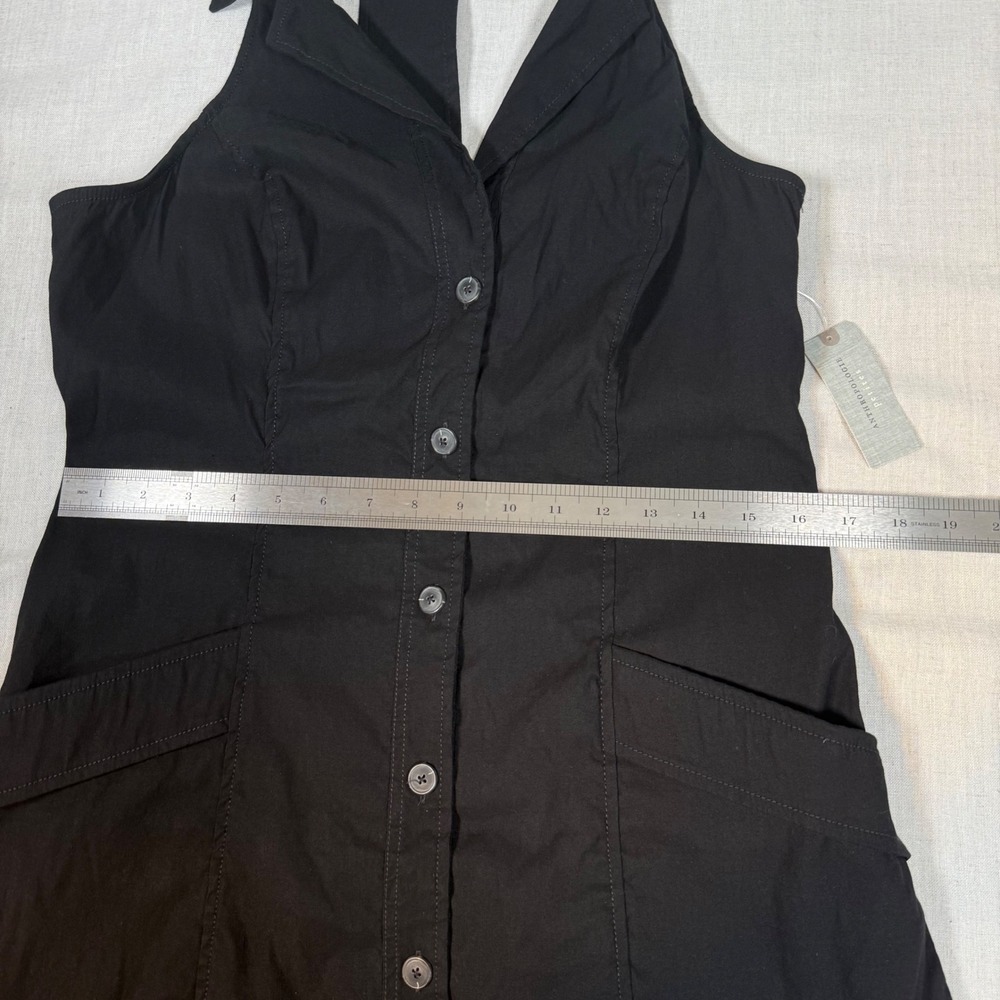 NWT Maeve Anthropologie Lined Linen Blend Halter Mini Dress Side Zip Size LP - Picture 14 of 16